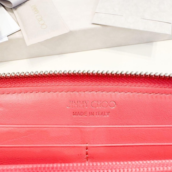 Jimmy Choo Leather Star-Stud Zip Wallet